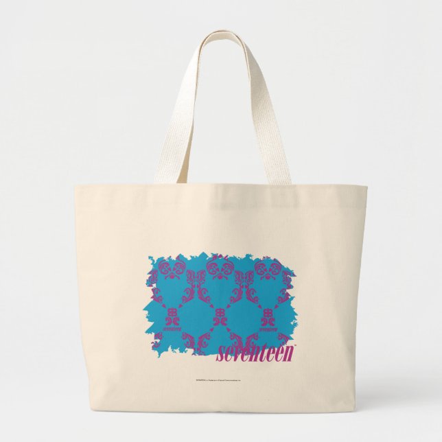 Grand Tote Bag Pourpre-Aqua 4 de damassé (Devant)