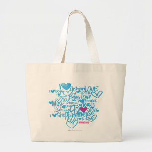 Grand Tote Bag Pourpre/Aqua de graffiti