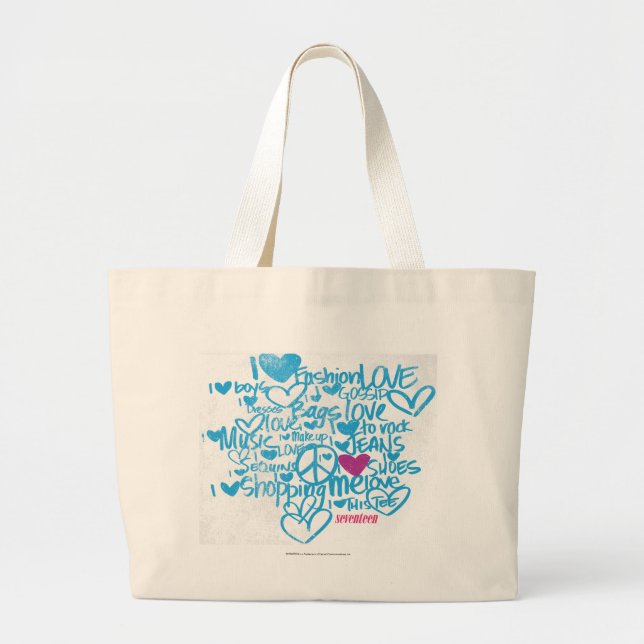 Grand Tote Bag Pourpre/Aqua de graffiti (Devant)