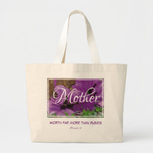 Grand Tote Bag Pourpre Floral MÈRE Vaut plus que des rubis