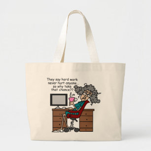 Grand Tote Bag Pourquoi humour de dur labeur d'occasion