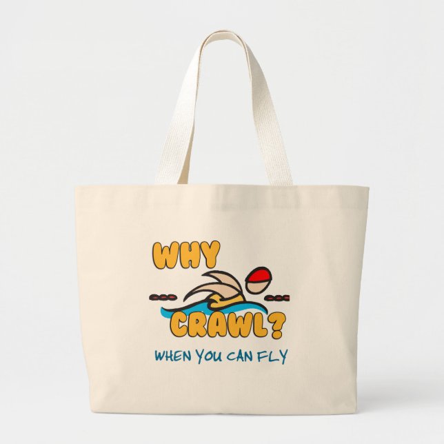 Grand Tote Bag Pourquoi rampement ?  Papillon ! (Devant)