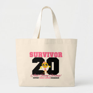Grand Tote Bag Poussin de survivant de cancer du sein 20 ans