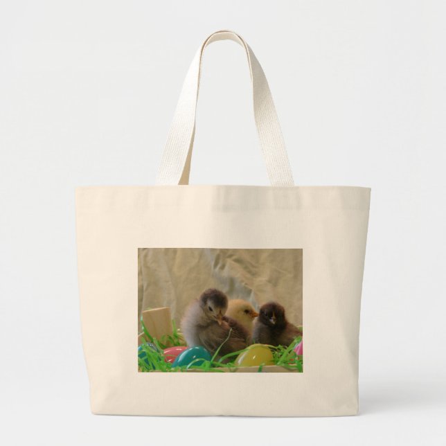 Grand Tote Bag Poussins de Pâques (Devant)