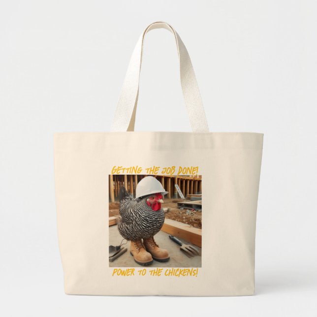Grand Tote Bag Pouvoir aux poulets ! (Devant)
