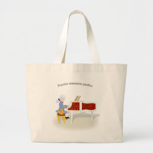 Grand Tote Bag "Pratique Conserve Parfait" Mozart Jouer Piano