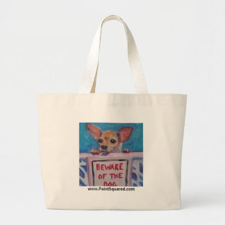 Grand Tote Bag Prenez garde du chien • WOOF !  • FOURRE-TOUT