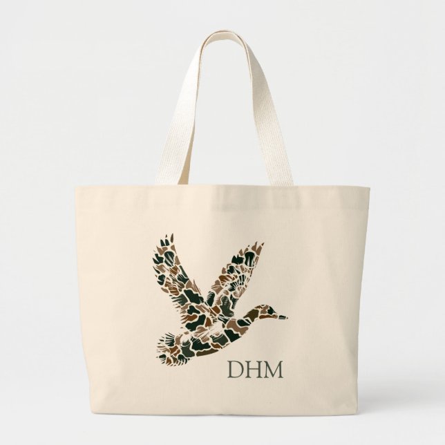 Grand Tote Bag Preppy Camouflage Mallard Duck Monogram (Devant)