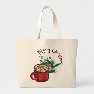 Grand Tote Bag Présent De Père Noël Noël Personnalisé