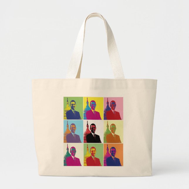 Grand Tote Bag Président Obama Pop Art (Devant)