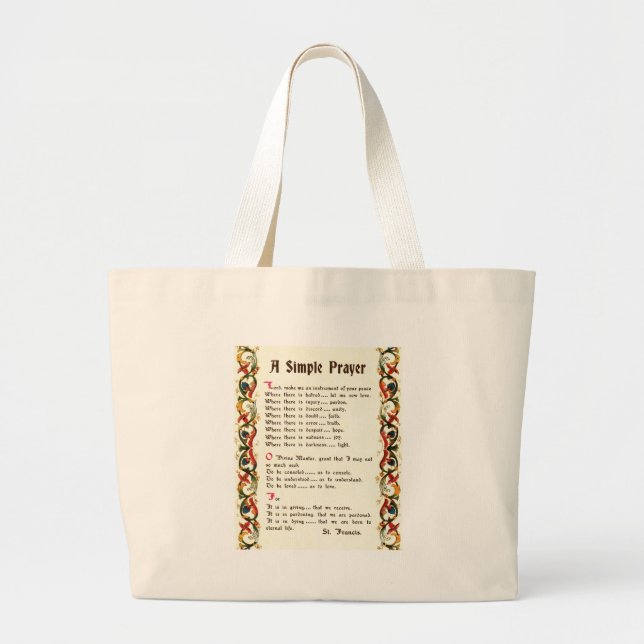 Grand Tote Bag prière simple par St Francis d'Assisi (Devant)
