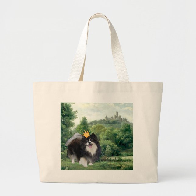 Grand Tote Bag Prince Pomeranian noir (Devant)