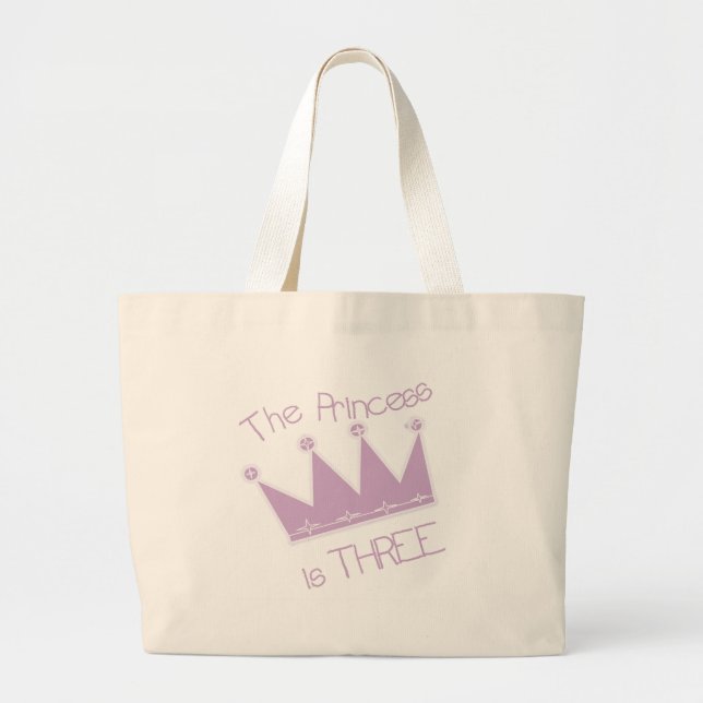 Grand Tote Bag Princess Crown 3e Anniversaire Tshirts et cadeaux (Devant)