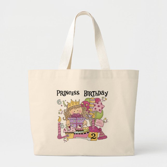 Grand Tote Bag Princesse de fête 2e anniversaire Tshirts et cadea (Devant)