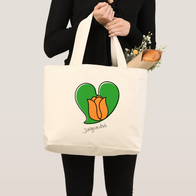 Grand Tote Bag Printemps en amour - Tulipes orange (Devant (produit))