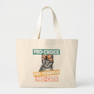 Grand Tote Bag Pro-Choice, Pro-Feminism, Pro-Cat Cat Lover
