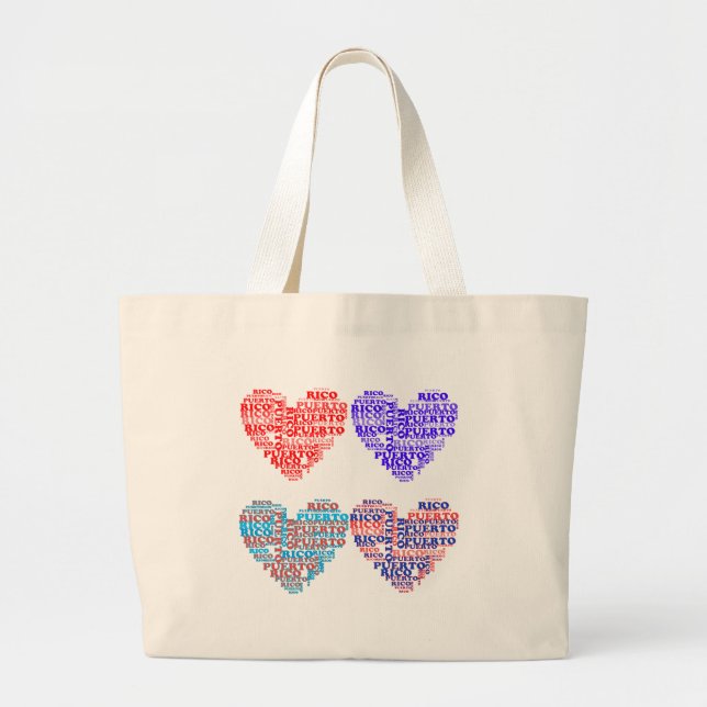 Grand Tote Bag Produits de coeurs de Porto Rico (Devant)