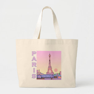Grand Tote Bag Produits roses de coucher du soleil de Paris