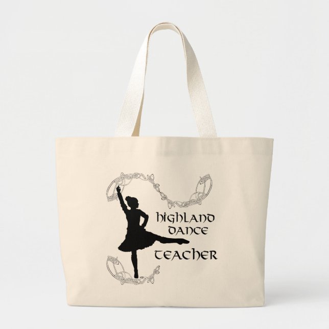 Grand Tote Bag Professeur de danse highland - Silhouette noire (Devant)