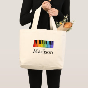 Grand Tote Bag Professeur de Musique Clavier de Piano Personnalis