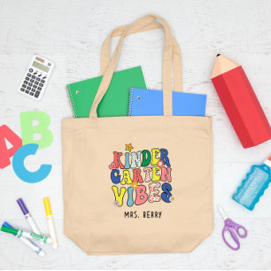Grand Tote Bag Professeur Retro Vibes de jardin d'enfants