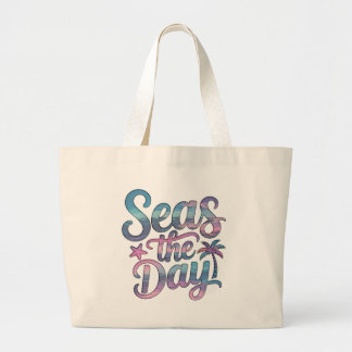 Grand Tote Bag Profitez de la journée Tropicale de Plage d'Été de