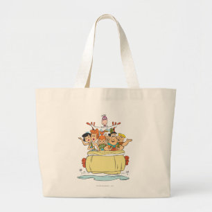 Grand Tote Bag Promenade en voiture de famille de Flintstones