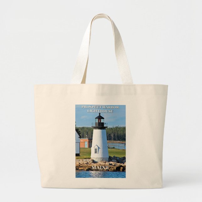 Grand Tote Bag Prospect Harbour Lighthouse, carte postale Maine (Devant)
