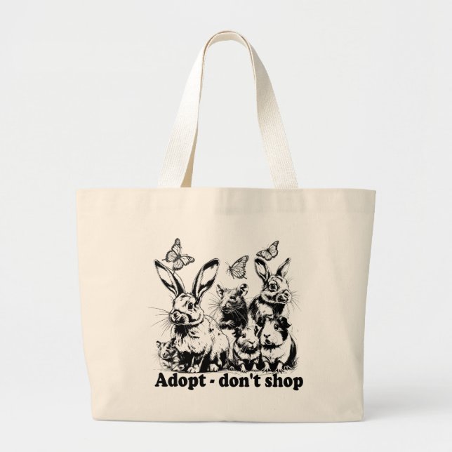 Grand Tote Bag Protection des animaux - Adoptez, n'achetez pas (Devant)