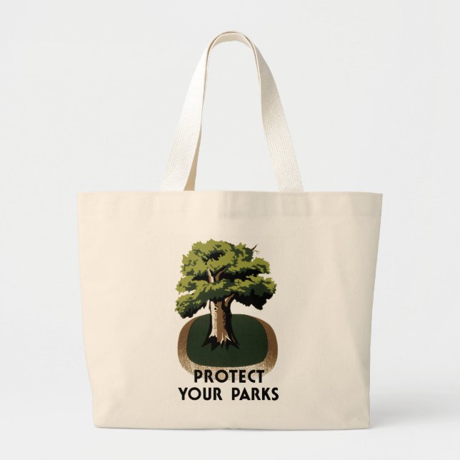 Grand Tote Bag Protégez vos parcs (Devant)
