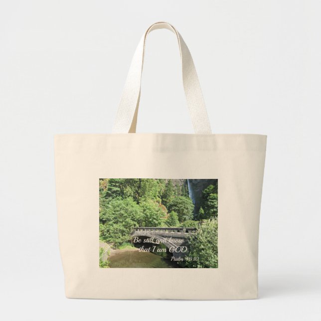 Grand Tote Bag Psaume 46:10 Soyez calme et sachez que je suis Die (Devant)