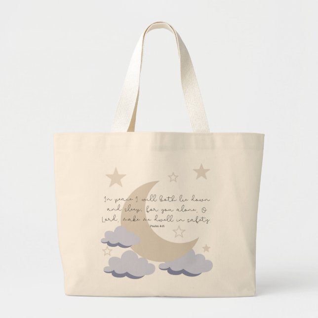 Grand Tote Bag Psaume 4:8 (Devant)