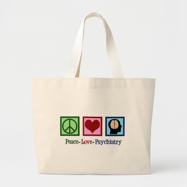 Grand Tote Bag Psychiatre Paix amour Psychiatrie (Devant)