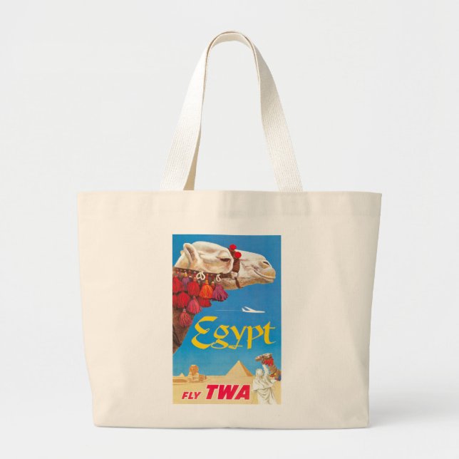 Grand Tote Bag Publicité vintage Egypt Air Travel (Devant)