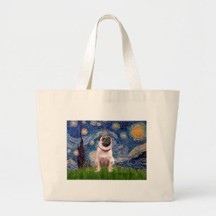 Grand Tote Bag Pug 1(fauve)  - Nuit étoilée