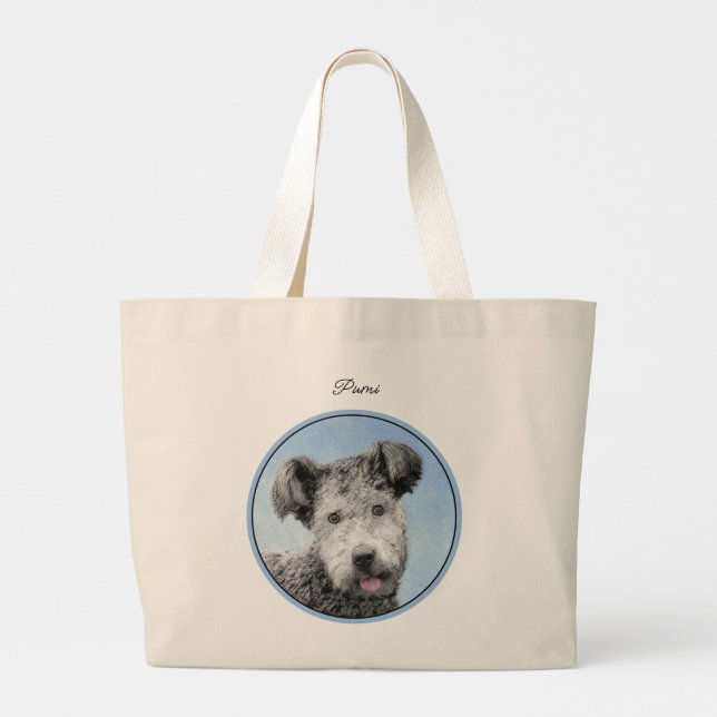 Grand Tote Bag Pumi Peinture Grey Pumik mignonne Original Pet Chi (Dos)
