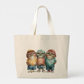 Grand Tote Bag Punk Hipster Owls