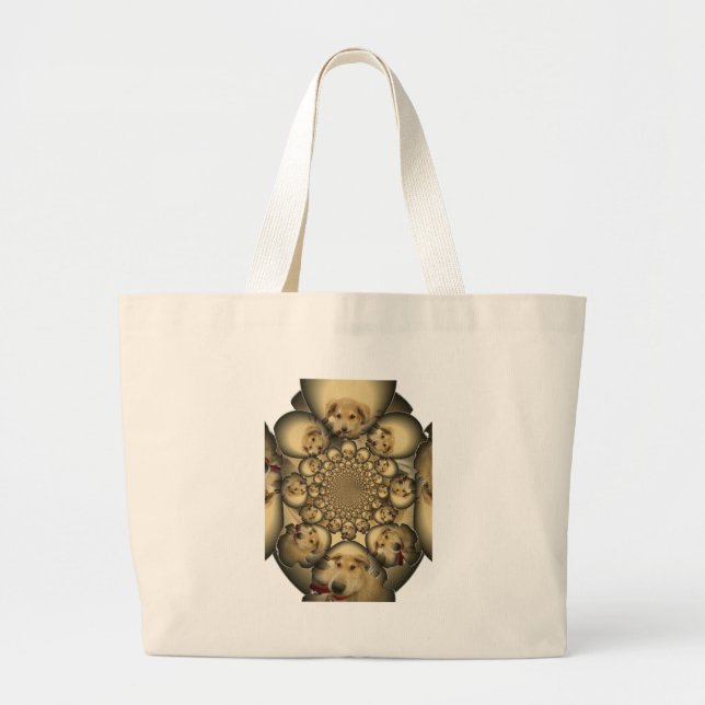 Grand Tote Bag Puppy Kaleidoscope Art Print (Devant)