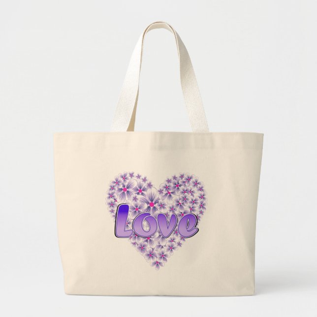 Grand Tote Bag Purple Love and Daisies (Devant)