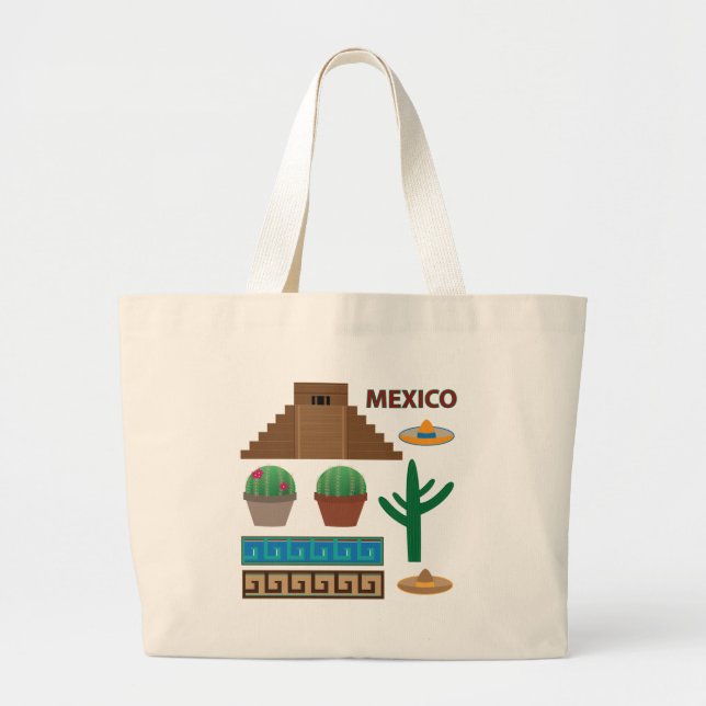 Grand Tote Bag pyramide mexicaine (Devant)