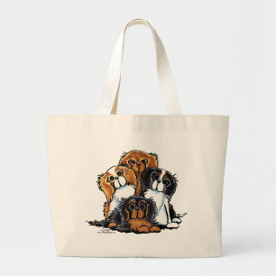 Grand Tote Bag Quatre épagneuls cavaliers du Roi Charles