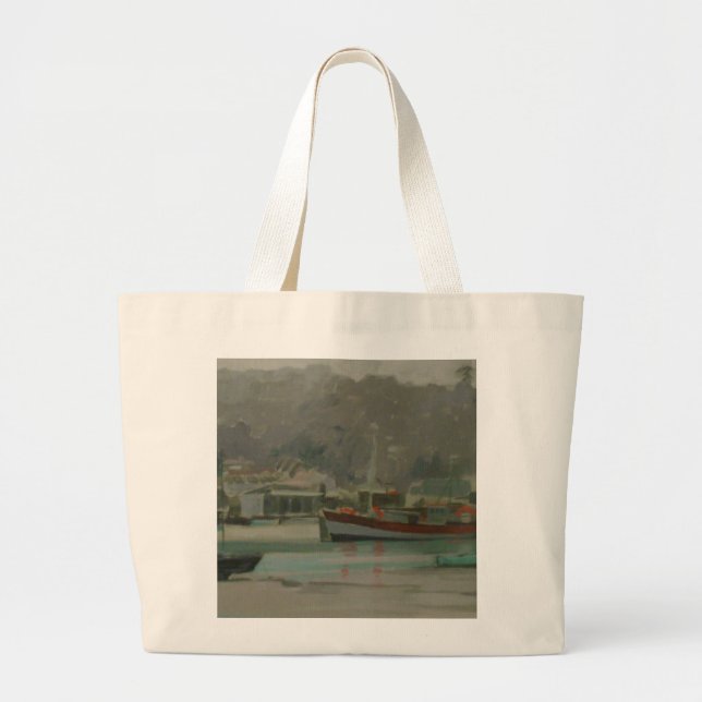 Grand Tote Bag Quay du pêcheur gris de jour (Devant)