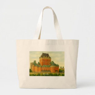 Grand Tote Bag Québec Canada Aquarelle Vintage Voyage
