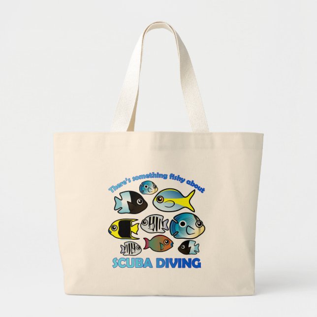Grand Tote Bag Quelque Chose de poisson sur la plongée (Devant)