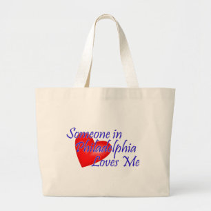 Grand Tote Bag Quelqu'un à Philadelphie m'aime