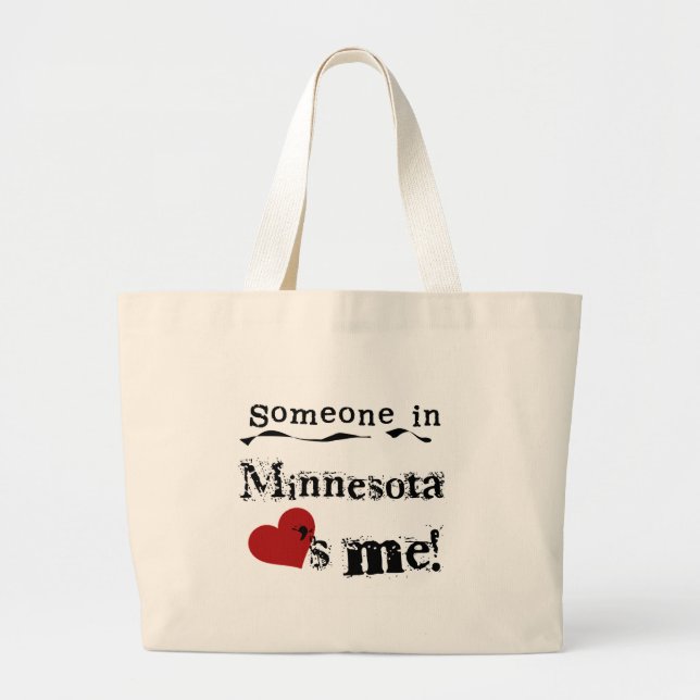 Grand Tote Bag Quelqu'un au Minnesota m'aime (Devant)