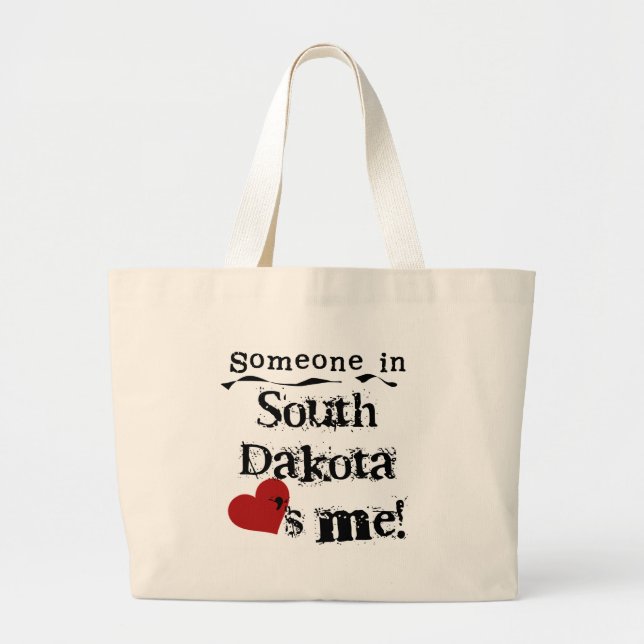 Grand Tote Bag Quelqu'un dans le Dakota du Sud m'aime (Devant)