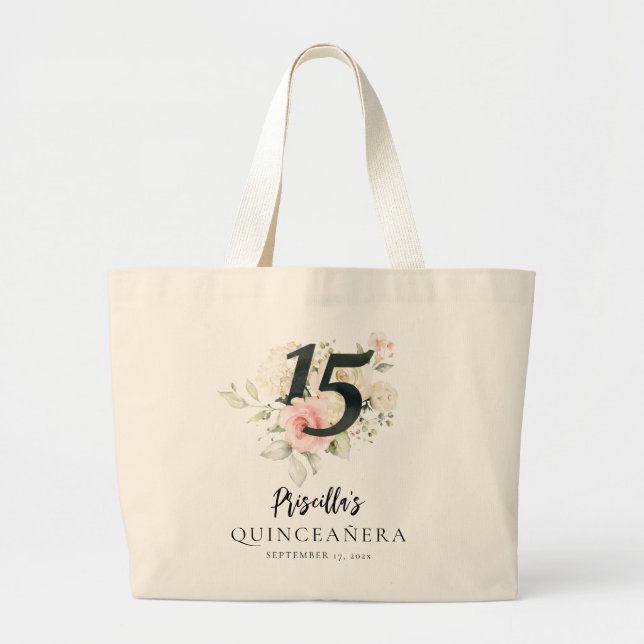 Grand Tote Bag Quinceanera 15e anniversaire Keepsaké (Devant)