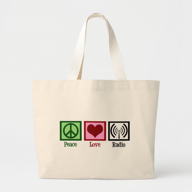 Grand Tote Bag Radio d'amour de paix (Devant)