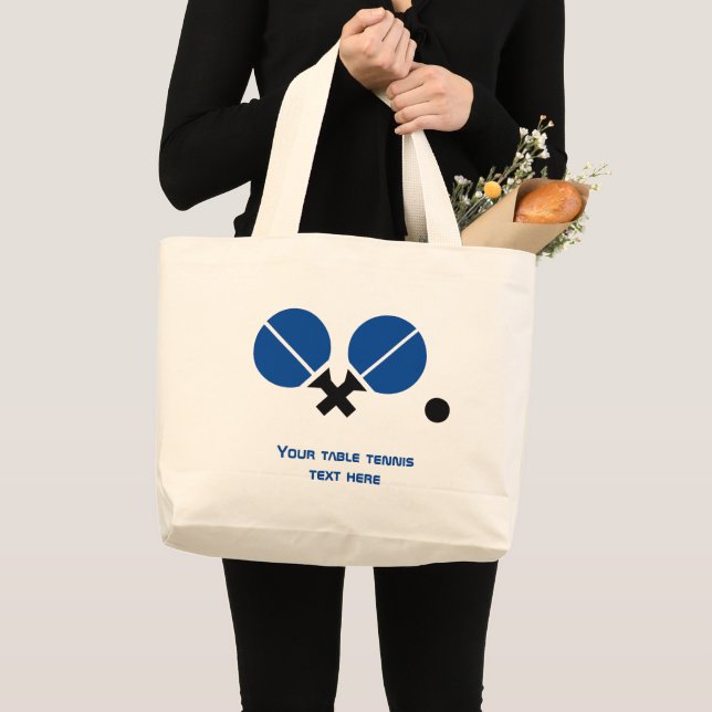 Grand Tote Bag Raquettes de ping-pong de ping-pong et bleu boule (Devant (produit))